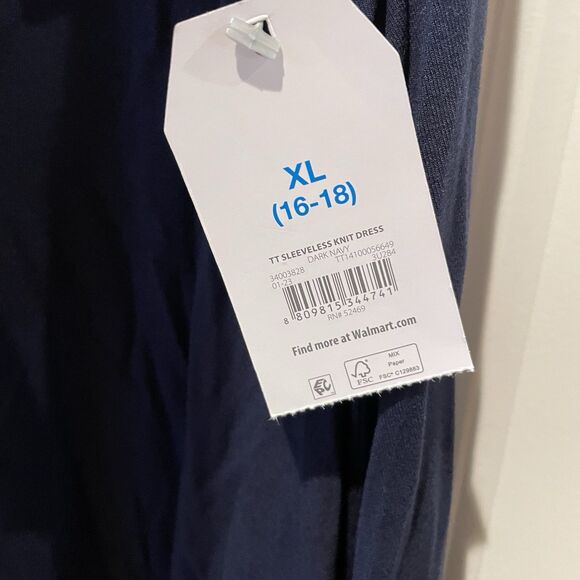 Time and Tru Sleeveless Midi Maxi Knit Dress Navy Blue Women’s XL 16/18 NWT - Picture 4 of 8